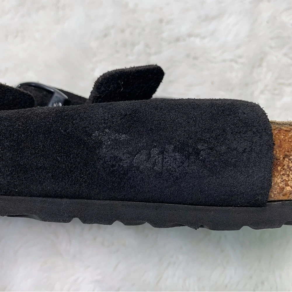 Birki's by Birkenstock Women's Black Suede Leather Three Straps Sandals Size L10